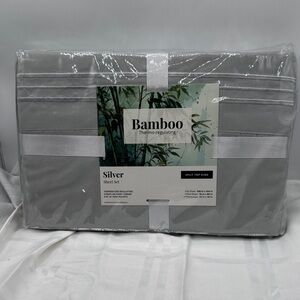 bamboo split top king Thermo Regulating sheet set 16” deep pockets silver New